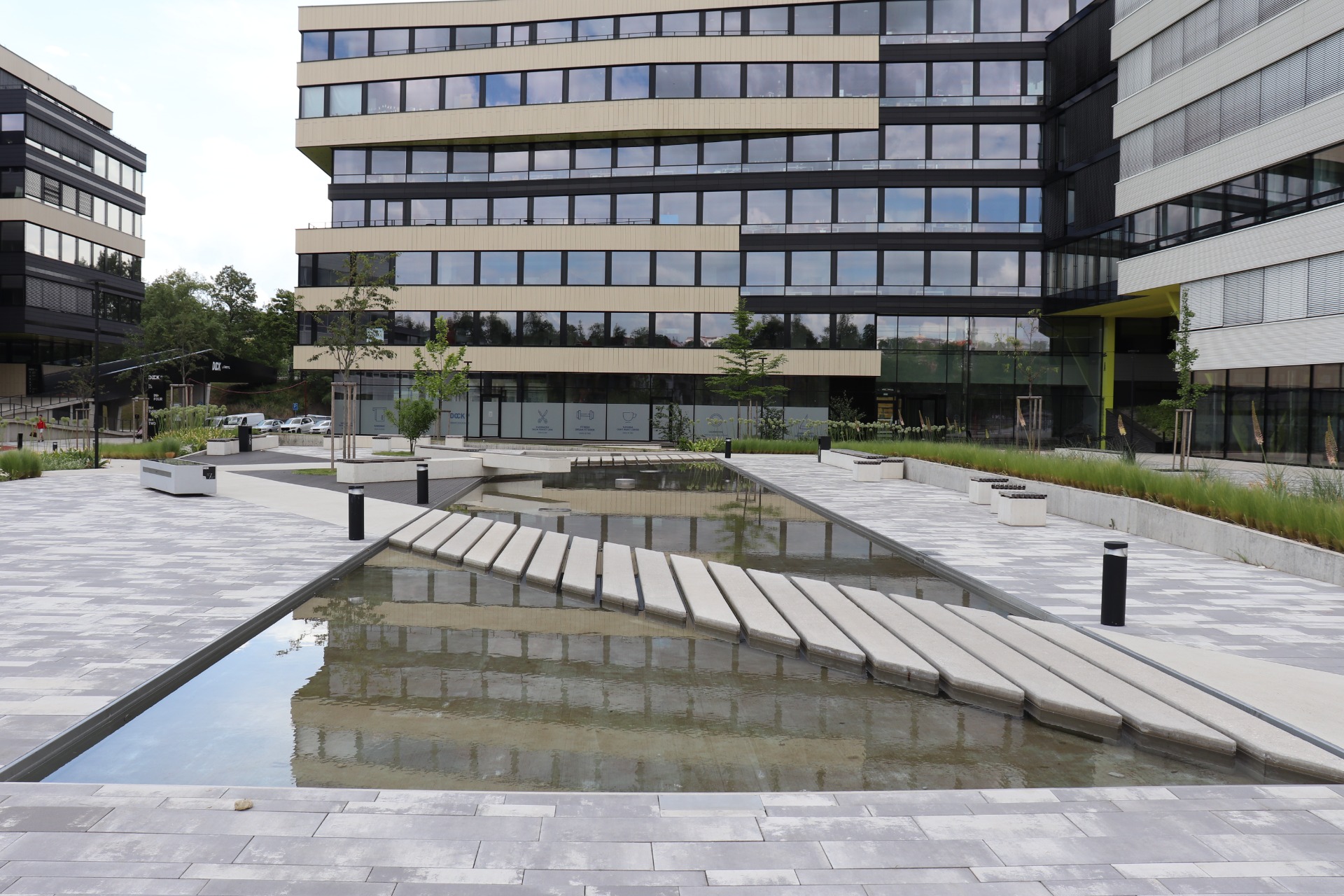 Fontána v parku Dock In