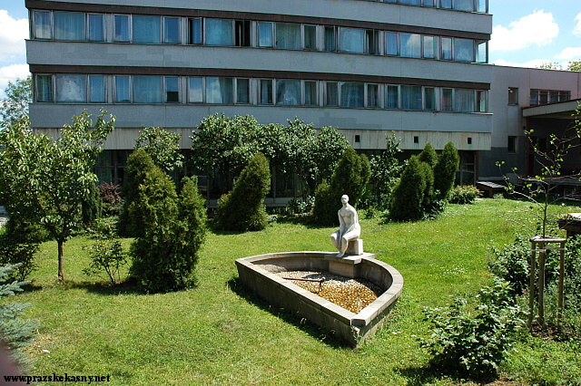 Fontána v parku před ubytovnou